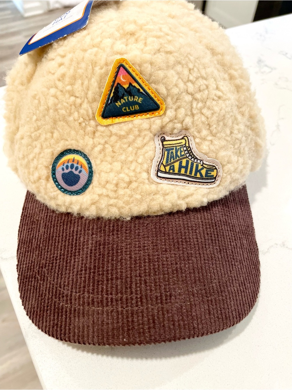 TOP PAW DOG Sherpa Patch Baseball Cap - Beige and Brown